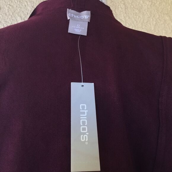 Chico's´Faux Suede Deep Merlot Drape Jackect  0 - Picture 7 of 8